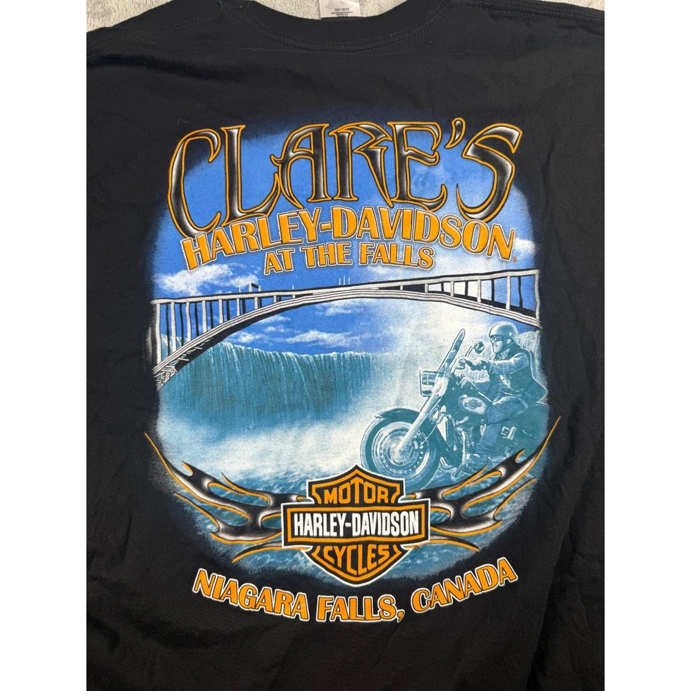 Harley Davidson Niagara Falls Canada T Shirt Mens 2XL Clare's Dealer Black Biker - Picture 1 of 7